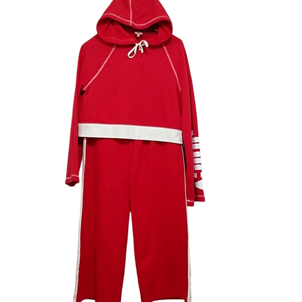 Juicy Couture Vintage Y2K Hoodie Jogger Tracksuit - Red White Colorblock Med Lg